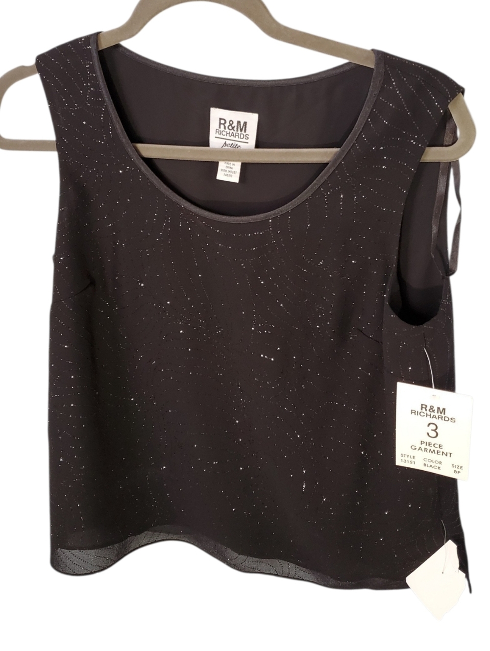 R&M Richards Black Metallic-Detail Sleeveless Camisole Size 8P
